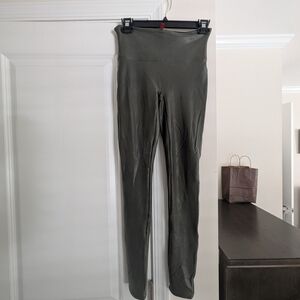 Spanx Faux Leather Olive Leggings